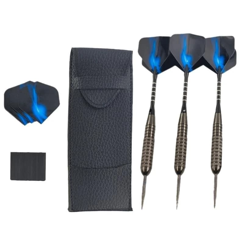 U2JB Steel Tip Set with 3 Flights and Leather Case Metal Shafts