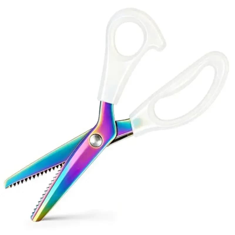 Gold Titanium Blades Fabric Shears Zig Zag Scissors 5Mm Serrated Decorative Edge For Sewing Leather Craft Paper