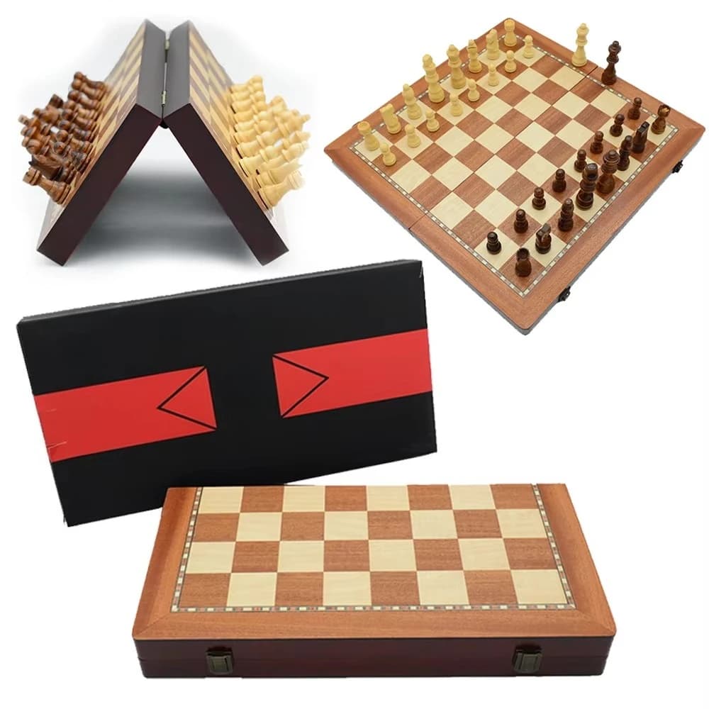 Magnetic new wooden Chinese chess set, double-sided foldable portable puzzle game