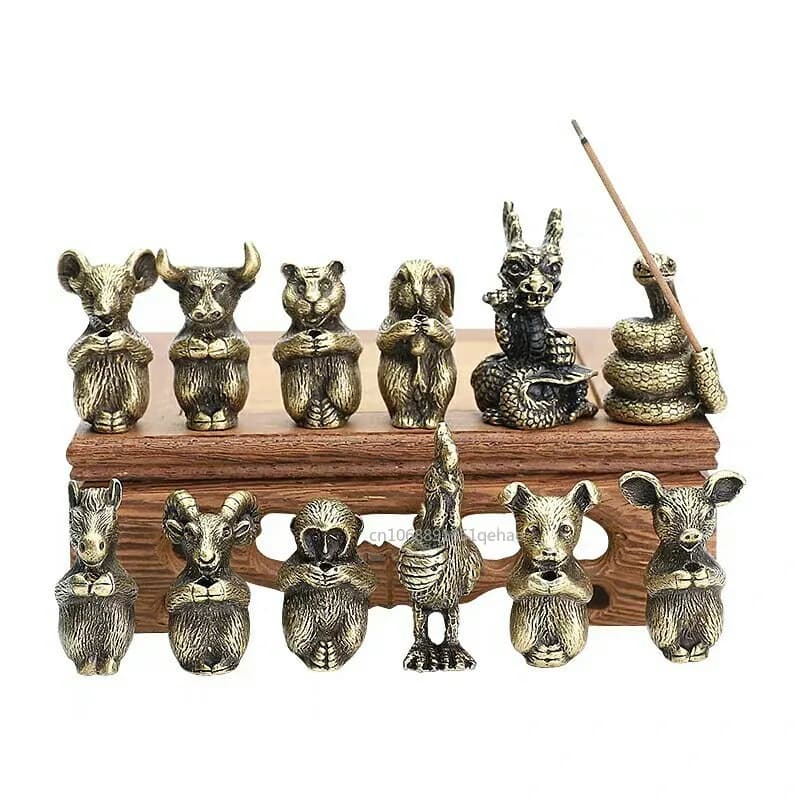 Bruciatore porta incenso in metallo incensiere mini zodiaco cinese animale Joss-Stick supporto per accessori per la decorazione di fragranze domestiche