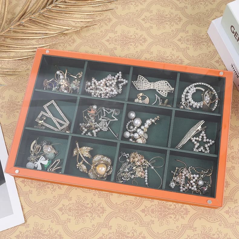 Jewelry Display Stand Diamond Ring Holder tray with lid Pendant Necklace Earring Storage Box Showcase for Home Organization