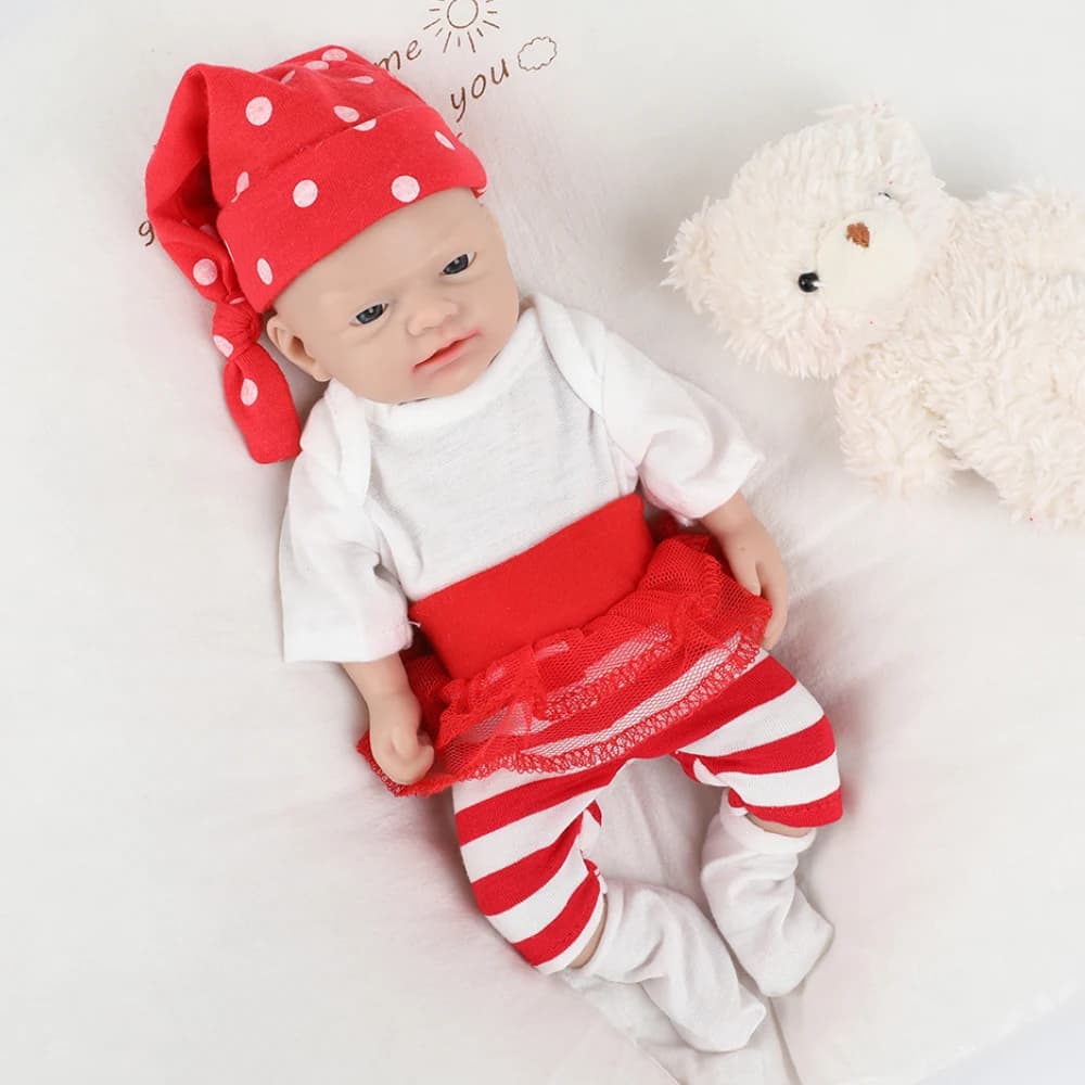 IVITA Bambola Reborn in Silicone 100% Corpo Intero da 10 Pollici, Bambola Realistica Morbida per Bambine con Occhi e Vestiti, Giocattolo Realistico per Bambini