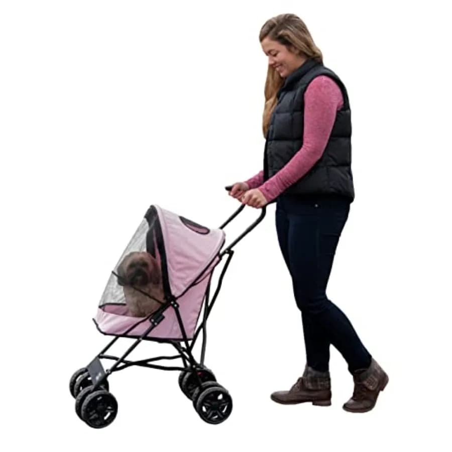 Passeggino Pet Gear Travel Lite Plus per cani e gatti fino a 15 libbre: compatto, facile da piegare, senza montaggio, ruote grandi, leggero.