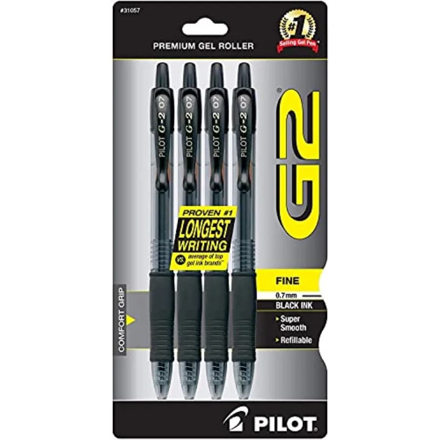 Penne Gel a Sfera Ricaricabili e Retrattili G2 Premium, Punta Fine, Confezione da 4, 31057