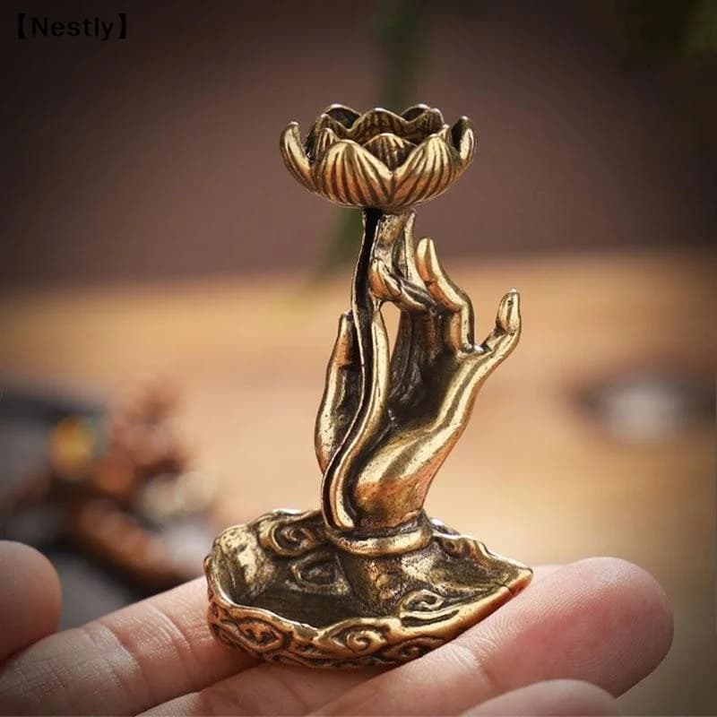 Bruciatore di incenso a riflusso in lega, mini cascata di bergamotto, porta bastoncini di incenso, supporto per coni di incenso per decorazioni casa e ufficio〔Nest〕