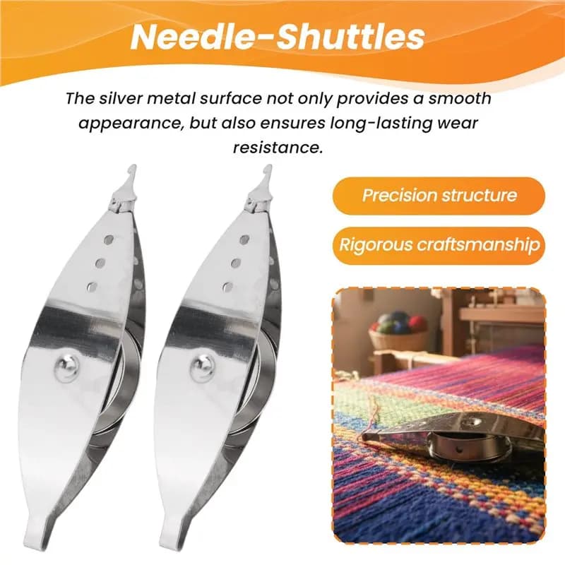 AA94-3Pcs Silver Metal Tatting-Shuttle Kit For Beginners With Bobbin Supplies, Premium Iron Needle-Shuttles