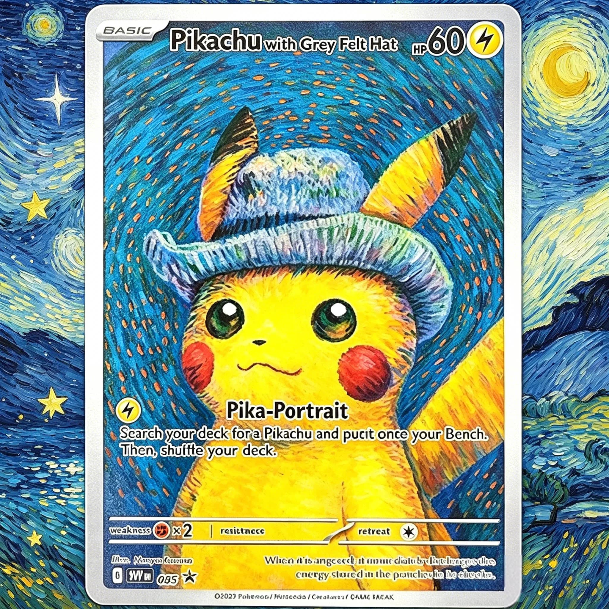 Homemade PTCG Pokemon English Van Gogh Museum Pikachu Charizard Blastoise Mew Venusaur Game Collection Card Toy
