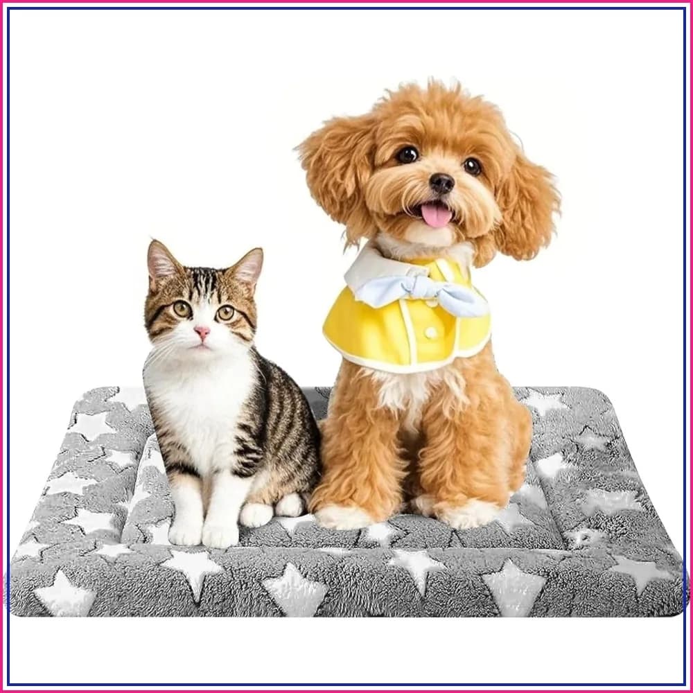 All-Season Dog Bed Mat – Reversible Plush & Canvas Crate Pad, Machine Washable, for Small Dogs Up to 25 lbs