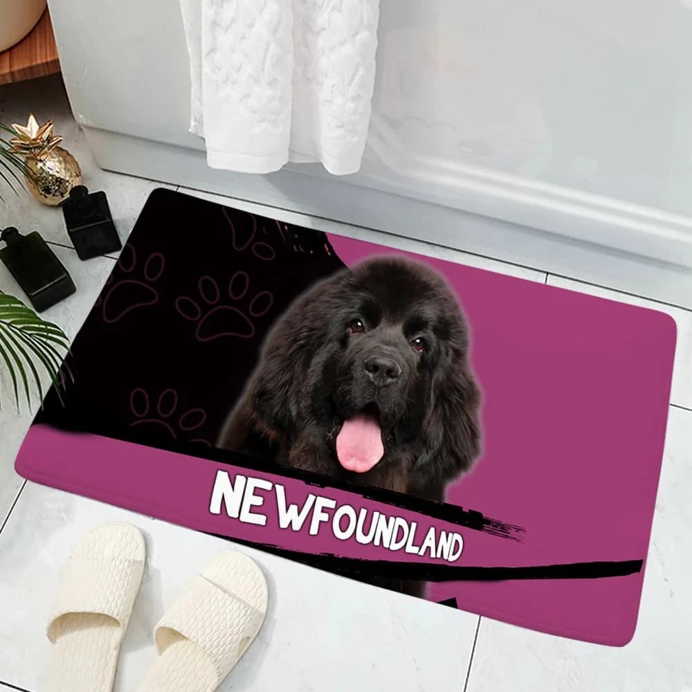 CLOOCL Si prega di ricordare i cani di Terranova Zerbino Decor Stampa Tappeto Flanella Antiscivolo Assorbimento d'acqua Zerbino per il portico della camera da letto