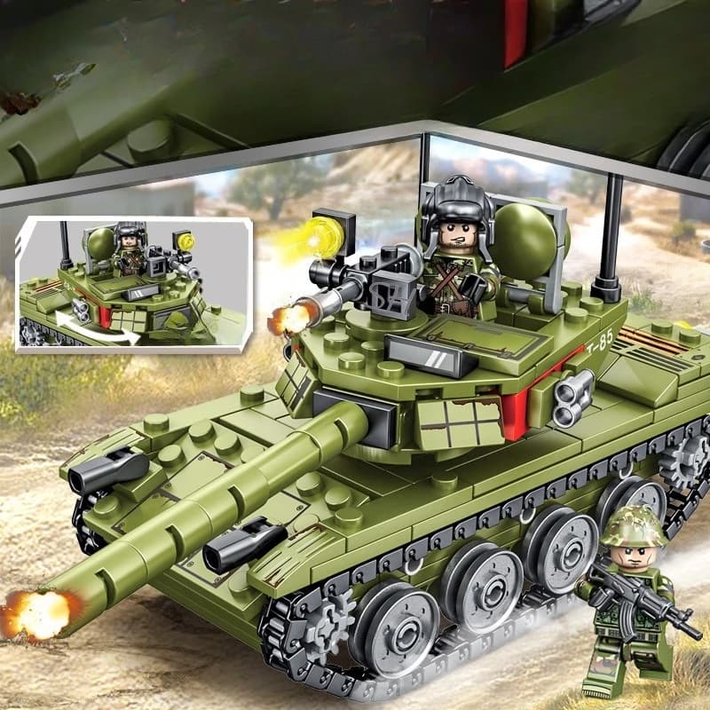 Military Tank Building Blocks Small‑Particle Bricks Model with Soldier Figures Educational Assembly Toy Gift for Boys Kids