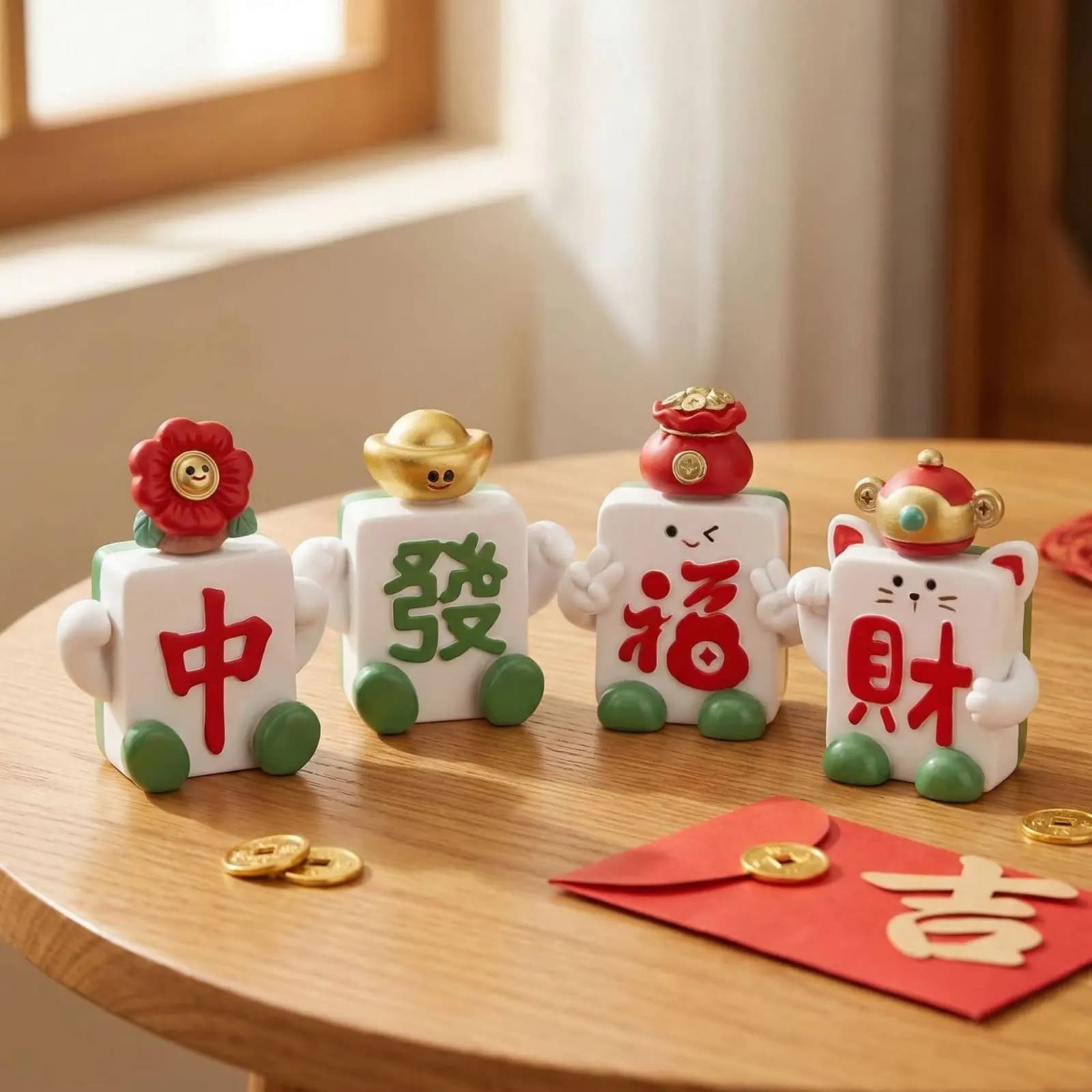 Decorazione Girevole Mahjong, Regalo Creativo, Statuetta a Forma di Tessera Mahjong, Giocattolo da Scrivania con Carattere Cinese, Simbolo di Buona Fortuna per Lavoratori d'Ufficio