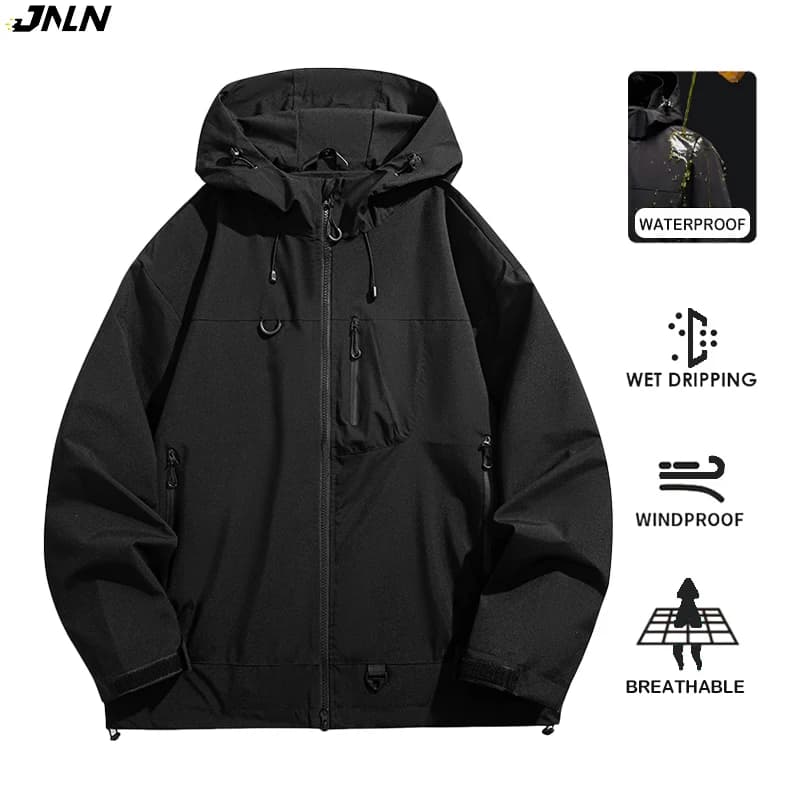 JNLN Giacca a vento impermeabile unisex Sport all'aria aperta Giacca monostrato antivento Uomo Donna Escursionismo Arrampicata Trekking Cappotto antipioggia