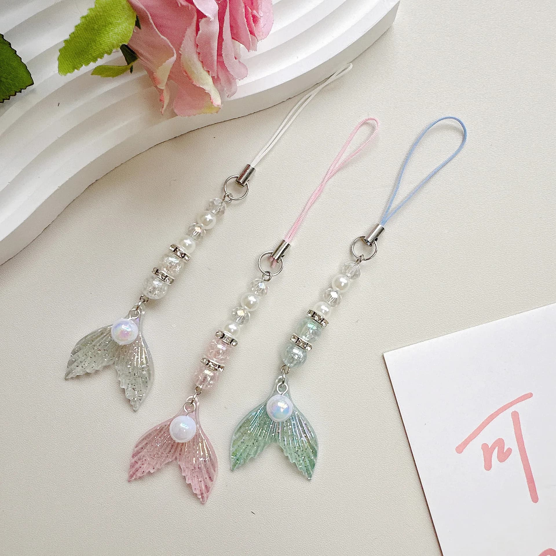 Fish Tail Lanyard INS Style Anti-Lost Mobile Phone Straps For iPhone Case Schoolbag Keychain Camera Decoration Pendant