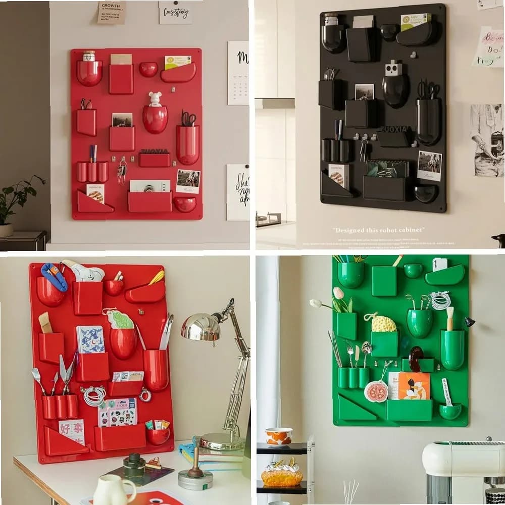 Wall Mounted Storage Rack with Hooks and Adjustable Shelves for Office, Kitchen, Workshop, Kids Room Organizer