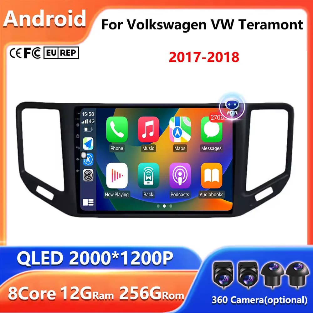 Android 16 Auto Car Radio GPS Navigation Multimedia Video Player Touchscreen BT Car Stereo For Volkswagen VW Teramont 2017-2018