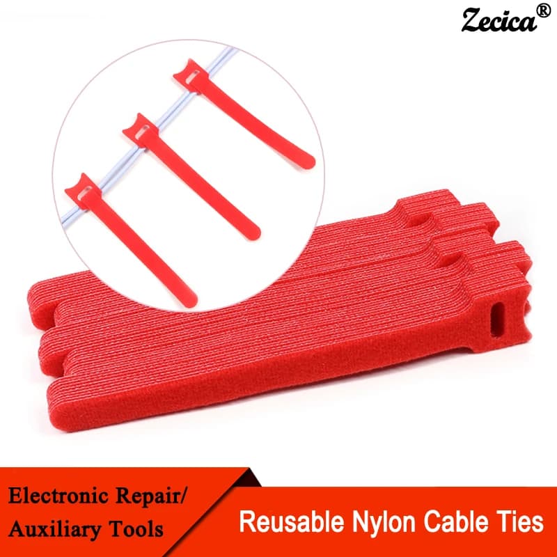 Fascette per cavi rilasciabili organizzatore per cavi 150 200 250 300mm cinghie ad anello in Nylon rosso avvolgere fascette per fasciatura chiusura in plastica