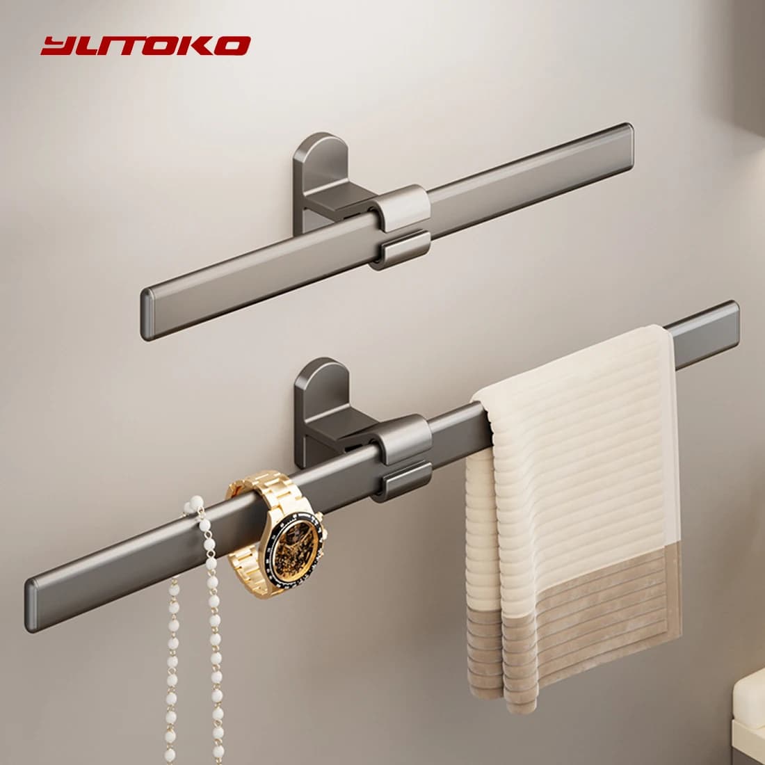 Porta asciugamani Porta asciugamani da bagno autoadesivo Senza foratura Organizzatori da bagno Mensole da bagno Lavabo Porta orologi per gioielli