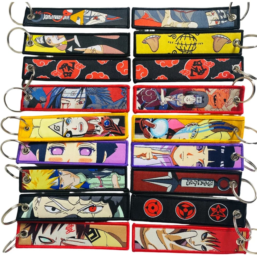 Keychains Embroidered Anime Key Tags Unique Manga Key Ring Holder Car Backpack Key Fob Chaveiro Jewelry Accessories Gifts