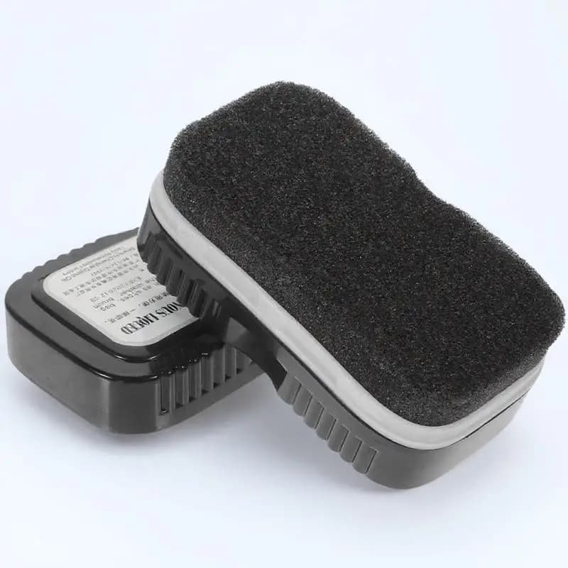 1Pair Double-Sided Shoe Polish Sponge Brush Easy-Grip Plastic Cover Dual-Side Cleaning Tool for Shoes Sofa Handbag Home