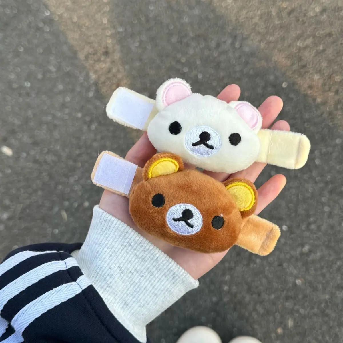 2pcs Rilakkuma Backpack Strap Decorative Accessories Cartoon Korilakkuma Bear Doll Velcro Kids Student School Bag Pendant Decor