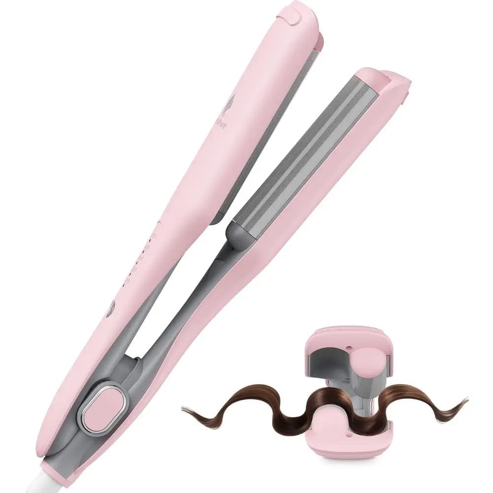 Ferro arricciacapelli da 1 pollice con riscaldamento in 30 secondi, riscaldatore PTC, arricciacapelli Deep Waver per donna in rosa