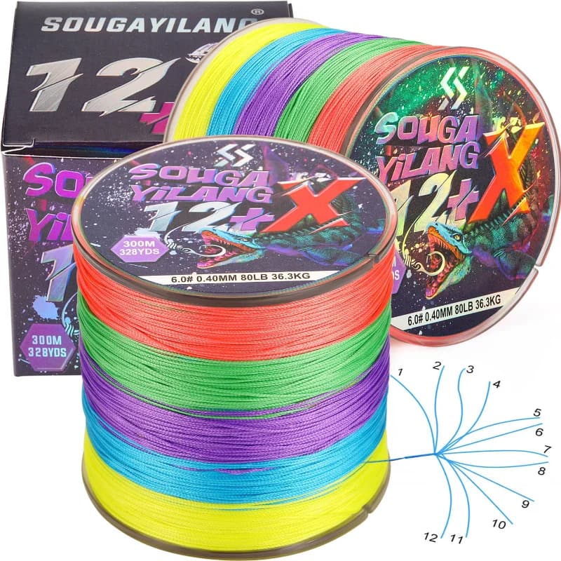 Sougayilang X12 100m linea intrecciata 5 colori 18-80LB multifilamento filo da Pesca alla carpa giapponese PE intrecciato linea accessori Pesca