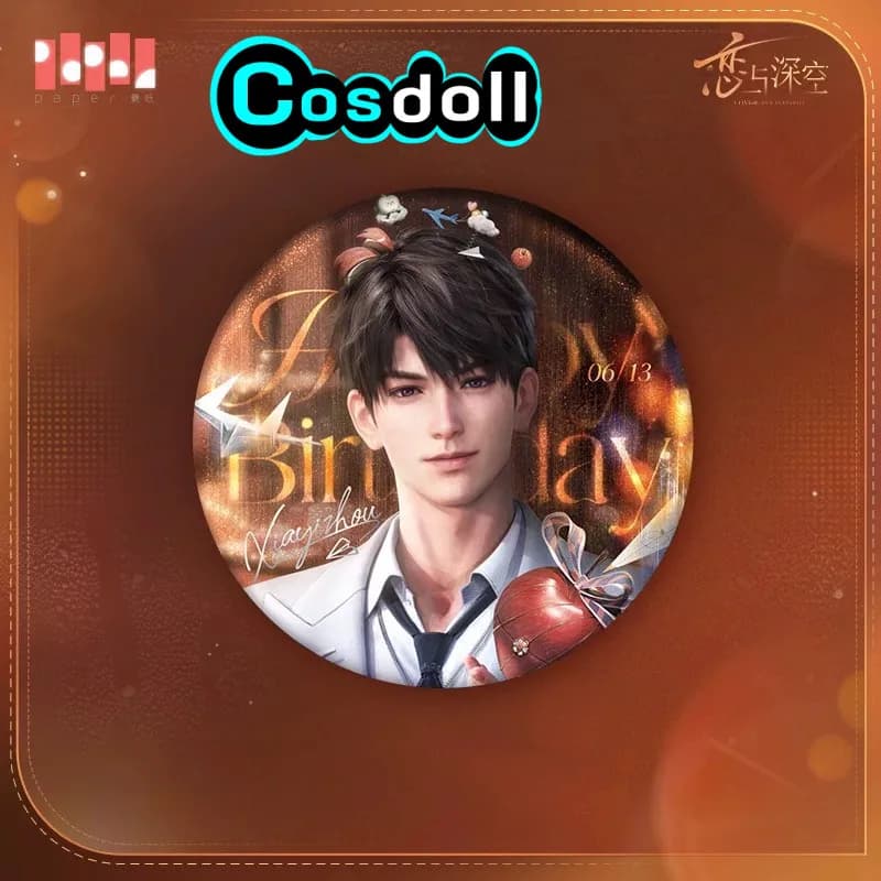 Disponibile Ufficiale Love and Deepspace Caleb Peluche ripiene Portachiavi Borsa Ciondolo Distintivo Carta fotografica 2025 Compleanno Anime Gioco