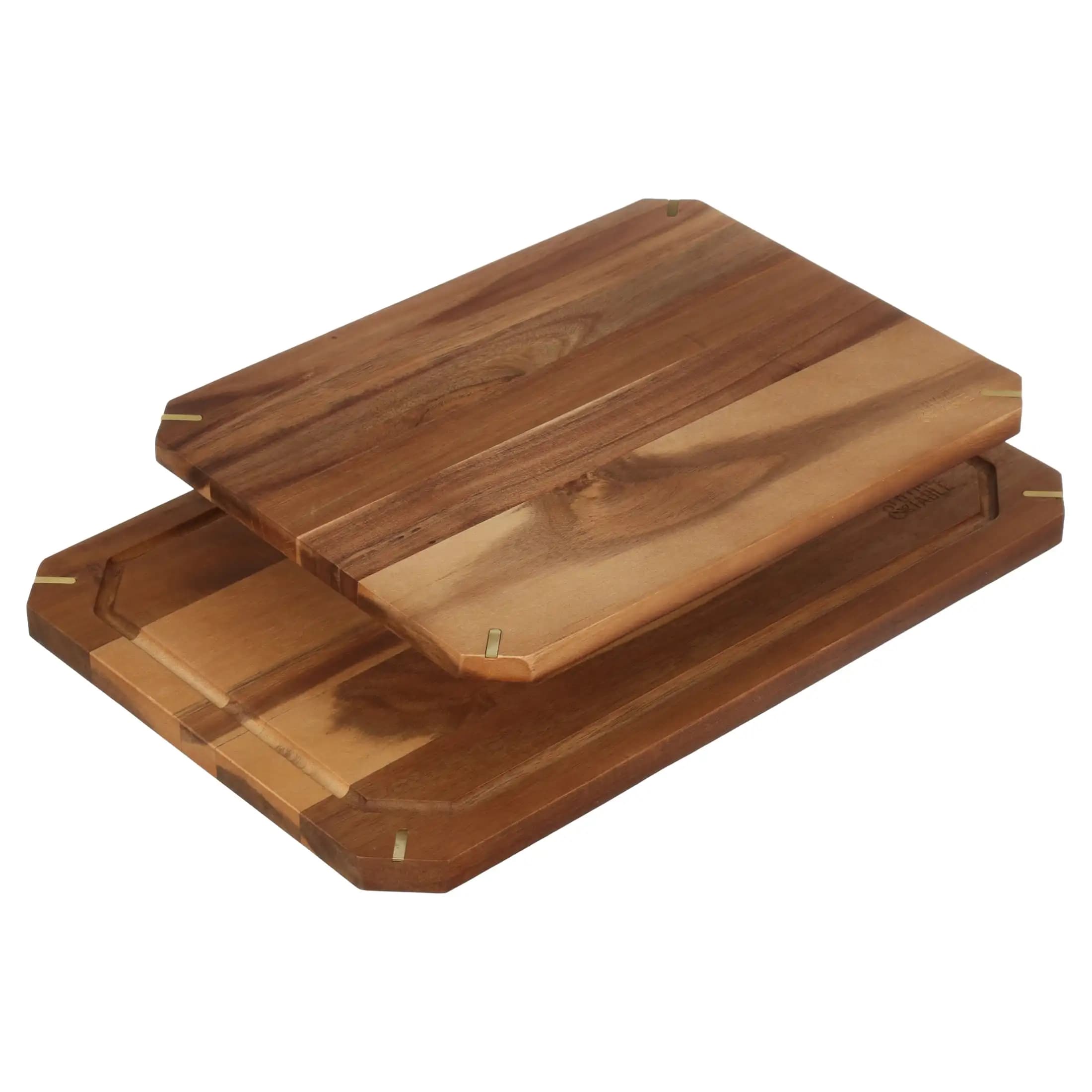 Acacia Wood 2-Piece Cutting Board Set for Kitchen Use