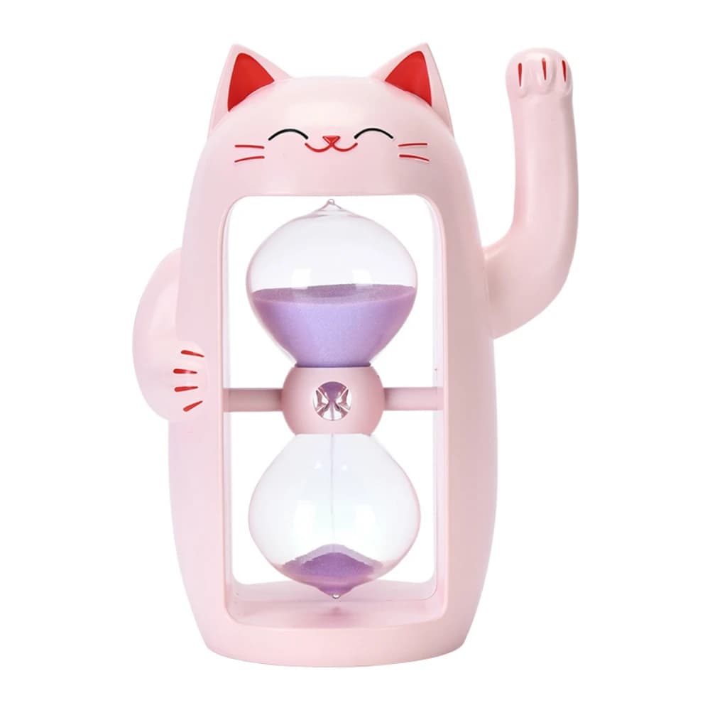 Clessidra da 3/15/30 Minuti, Orologio a Sabbia, Gatto Portafortuna, Decorazione Curativa, Decorazione da Scrivania per Ufficio, Regali e Giocattoli