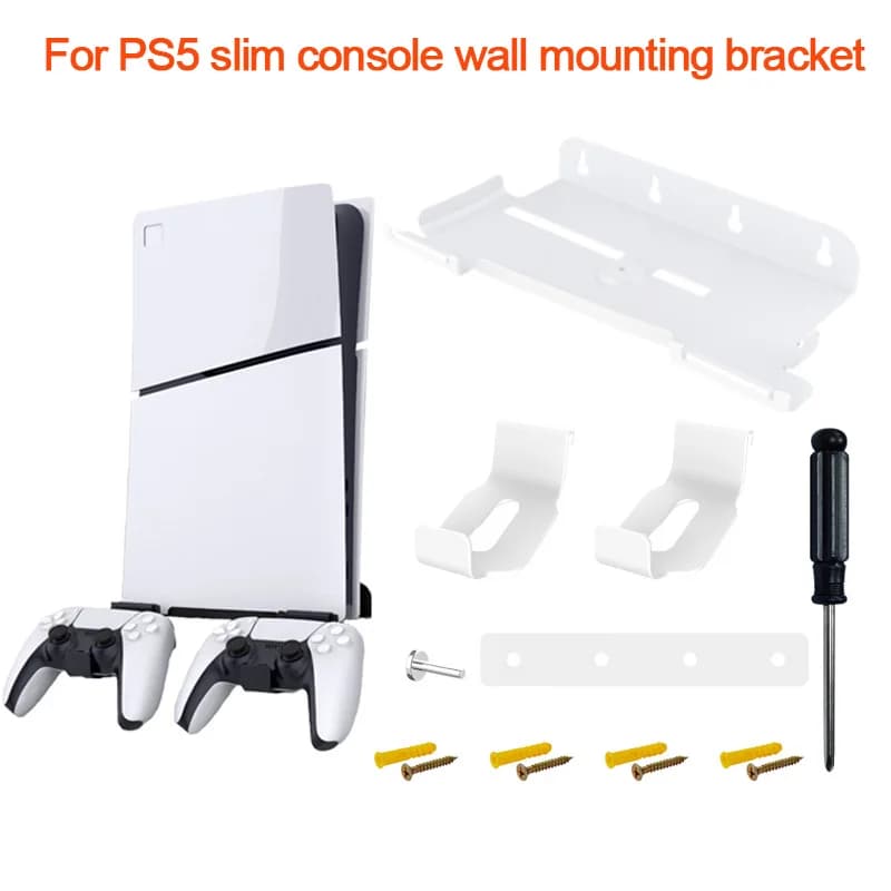 For Sony PS5 Slim Wall Mounted And Controllers Stand Vertical Holder Kits for Sony PS5 Slim Game Console and Gamepad Accessories