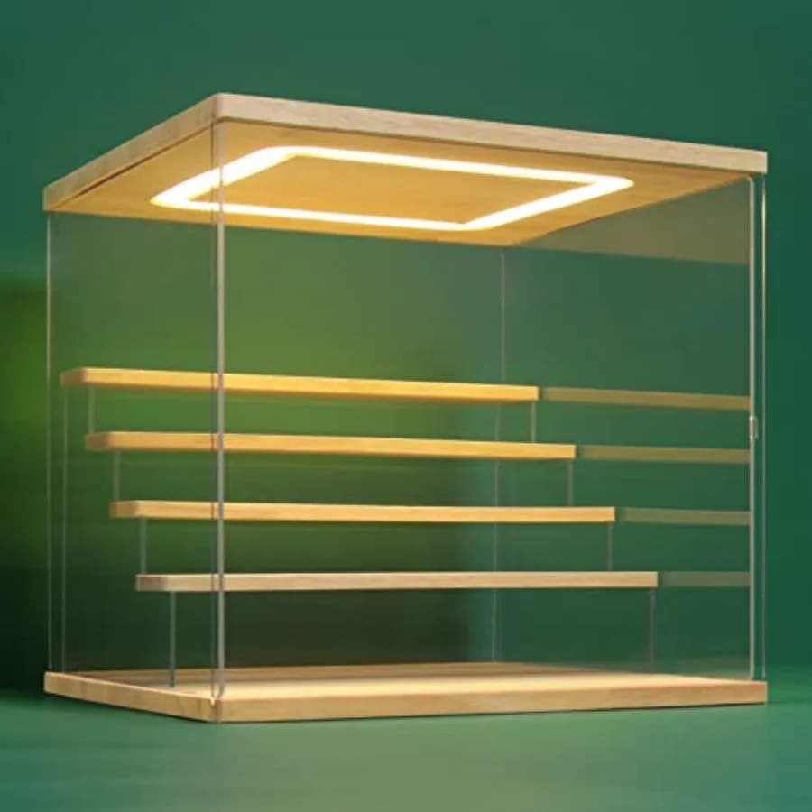 Clear Acrylic Display Case Stand with LED Light 2/3/4/5/6 Tier Storage Box Showcase Dustproof Organizer Box for Collectibles 12