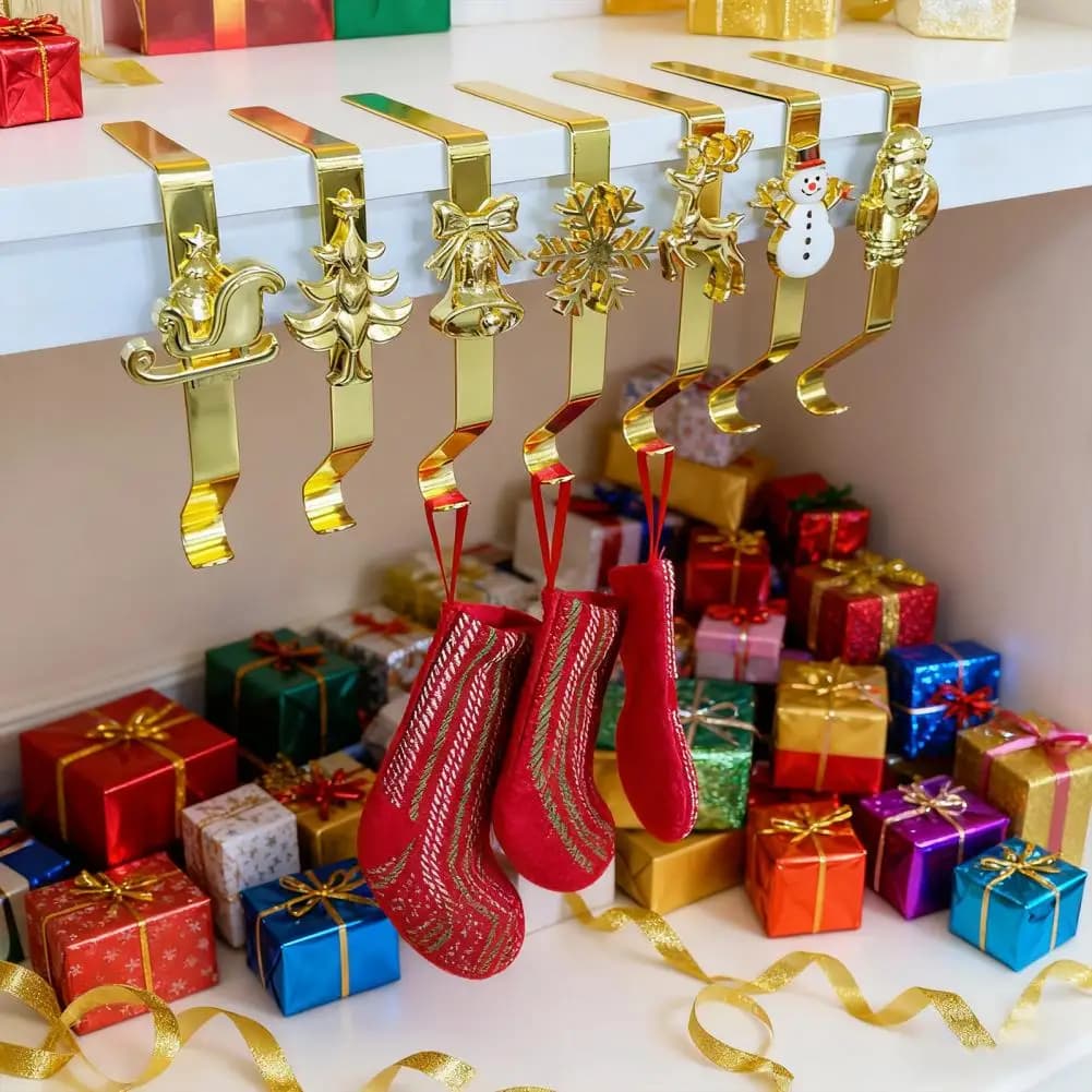 Christmas stockings hooks Mantel Christmas stockings Clothes rack for festive stockings for hanging garlands Gifts 7 pieces/set