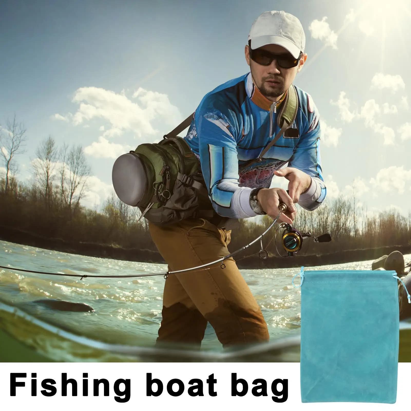 Borsa Portatile con Coulisse per Mulinelli da Pesca, Custodia Resistente per Attrezzatura da Pesca, Borsa Multifunzionale per Attrezzi da Pesca