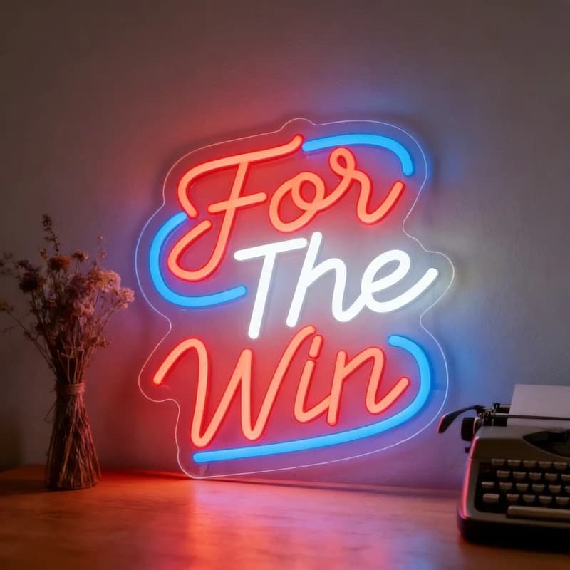 Insegna al Neon LED Multicolore 'For The Win' per Sala Giochi, Bar, Ufficio, Decorazione Unica, Regalo per Giocatori e Appassionati di Sport