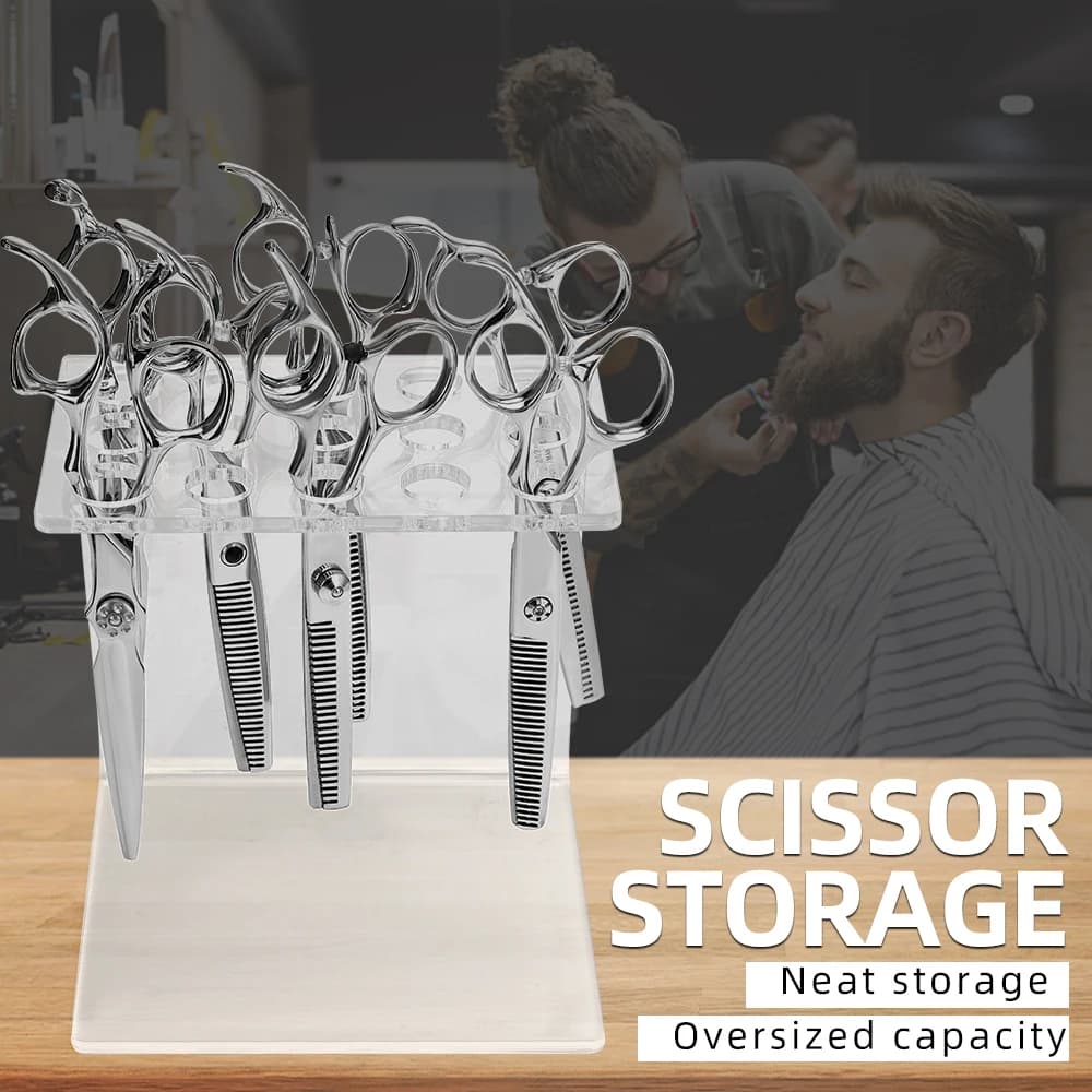 5/6/15 Griglie Porta Forbici Cesoie Acriliche Espositore Rack di Stoccaggio Pennello Per Trucco Organizzatore Barbiere Parrucchiere Fornitori di Strumenti