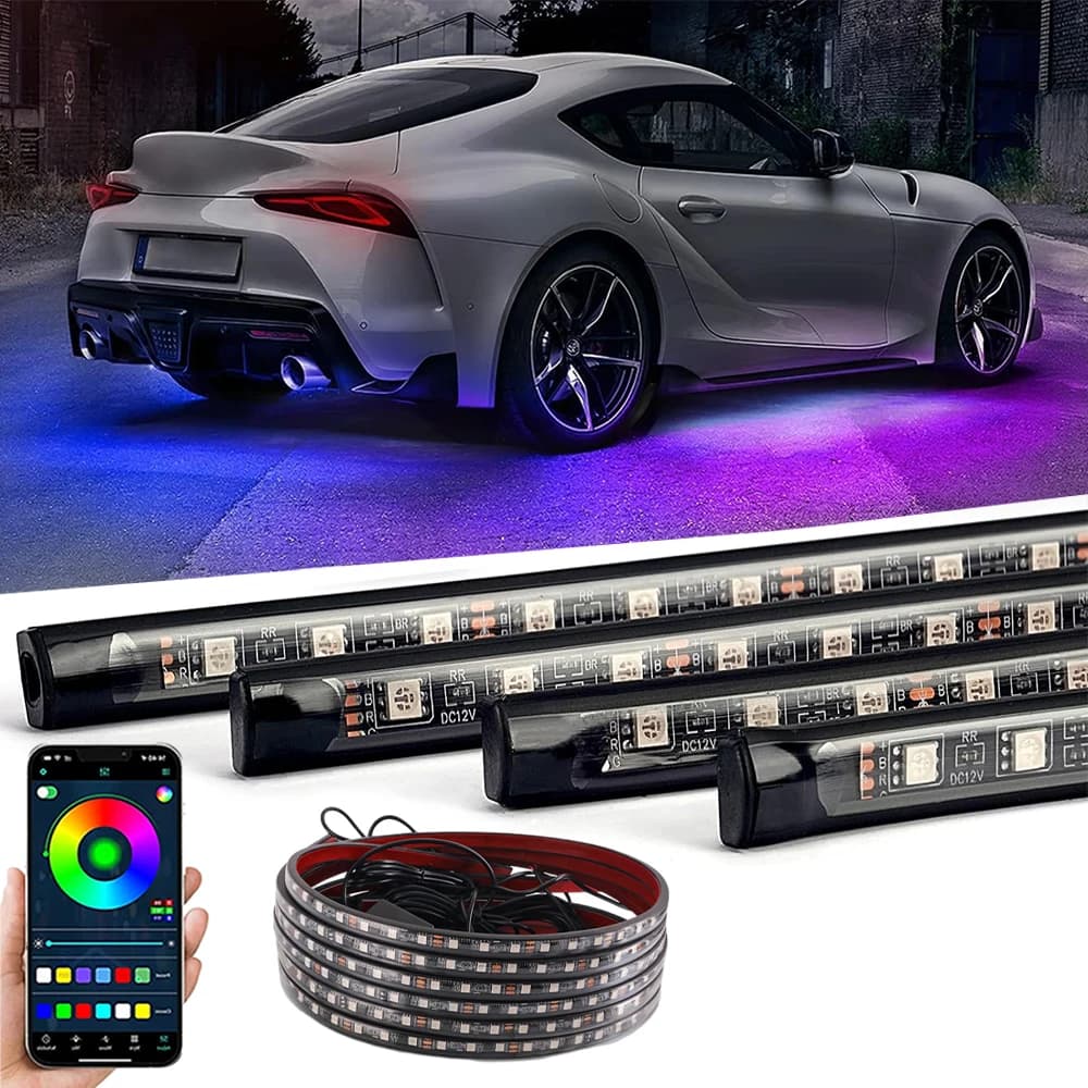 Auto Underglow LED Lights Strip Symphony LED Ambient Chassis Light JDM Underbody APP Sound Control RGB Neon Light Atmosphere Lamp