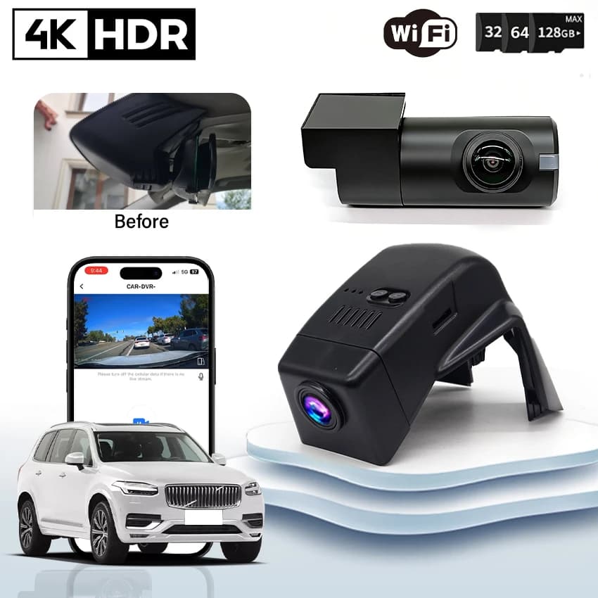Dashcam 4K Plug and Play per Auto, Registratore con WIFI per Volvo XC60 2014 2015 2016 2017, Dispositivo di Registrazione