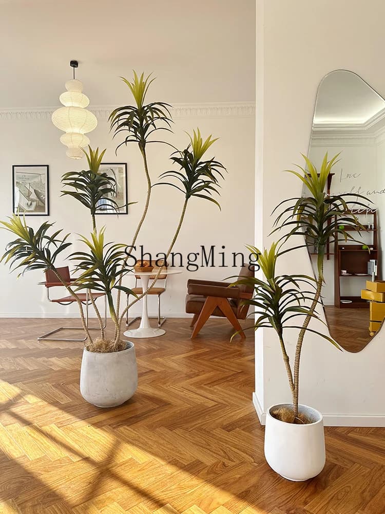HJ Simulation Green Plant Agave Floor Pot Plant Large Home Interior Decoration Plant Bonsai Ornament