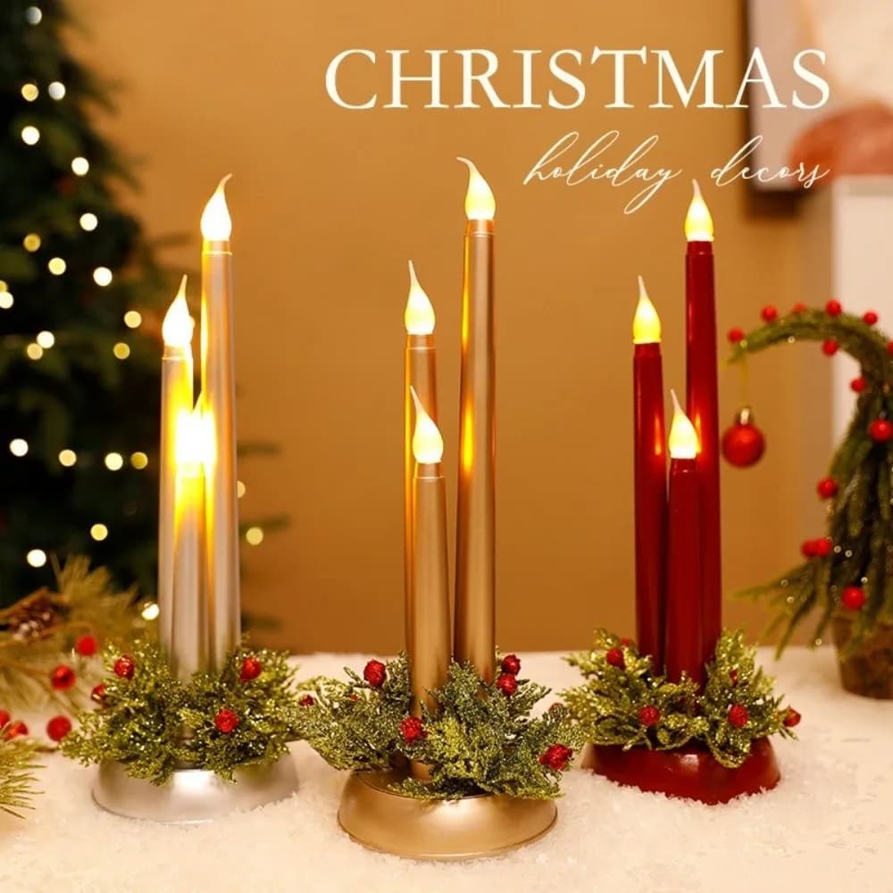 Nuovo Natale Led Candela senza fiamma Simulazione da tavolo Lampada a candela Luce notturna in plastica Festivo di Natale