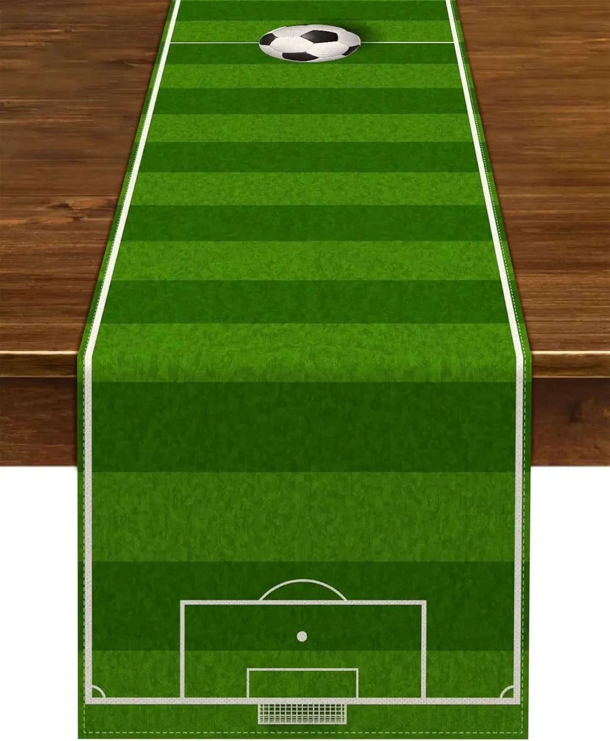 Soccer Sports Polyester Table Runner Holiday Party Decor Washable Football Field Kitchen Dining Table Runner for Birthday