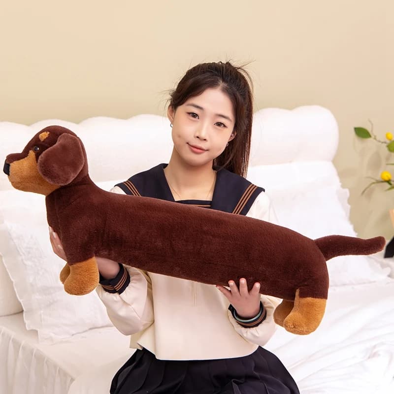 Bassotto peluche lungo cuscino marrone cane corpo cuscino animale cartone animato corpo che abbraccia cuscino cuscini lunghi farciti decorazioni per la casa