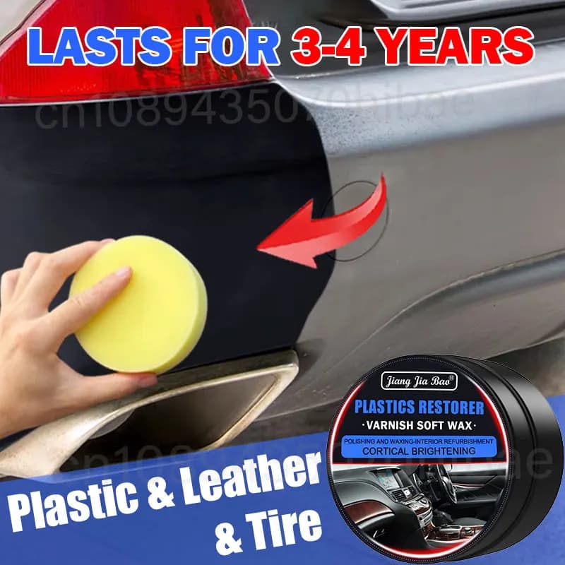 Rinnovatore per plastica auto: Agente lucidante e ripristinante per plastica, gomma e pelle, ripristina il colore nero e dona lucentezza.