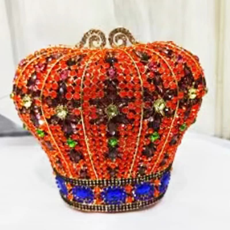 Borse da sera con strass grandi arancioni con corona Pochette in cristallo per borse da donna con mini pochette da damigella d'onore con diamanti per feste