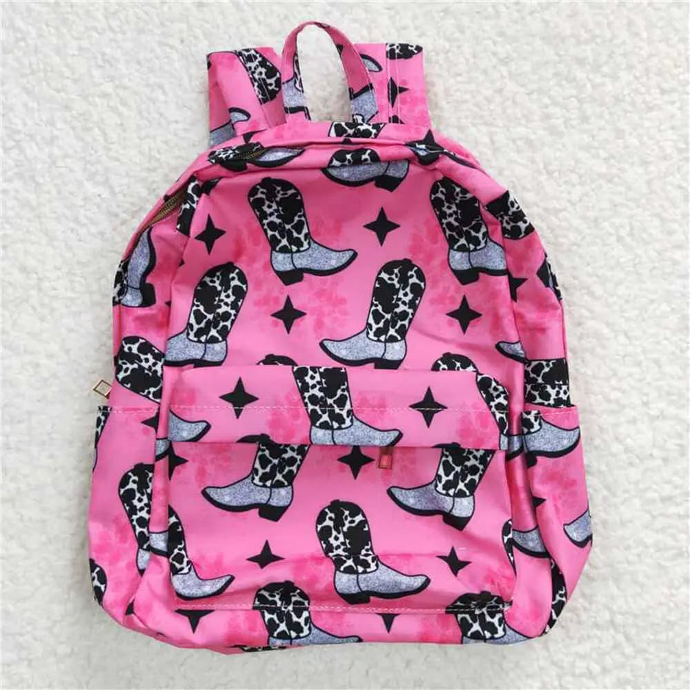 Zaino per bambine a tema mucca rosa acceso, borsa scolastica simpatica a tema animale per il ritorno a scuola 10*13.9*4 pollici