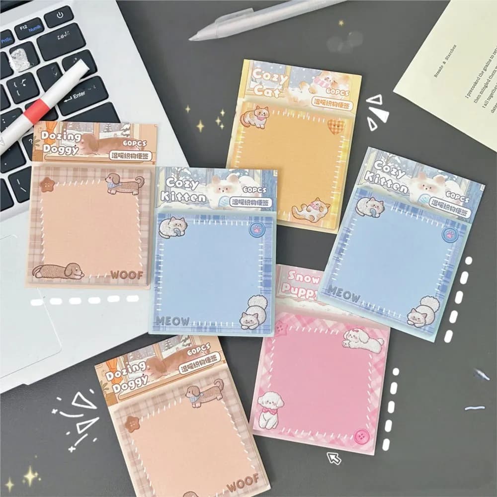 60 fogli Kawaii Cartoon Animal Sticky Note Cute Post Memo Pad Studente Scuola Ufficio Cancelleria Fai da te Decorare Messaggio Note Libro