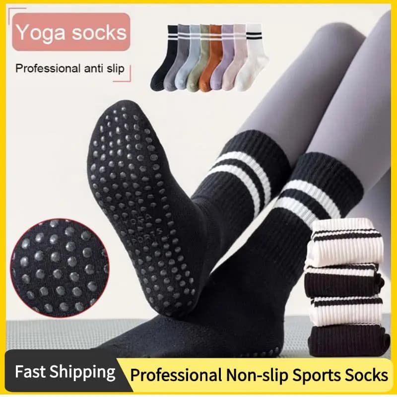 Sports Socks 8 Color Fitness Socks for Interior Silicone Anti-Slip Professional With Central Tube Bottom Cotton Yoga Socks for Women's Ball Pilates