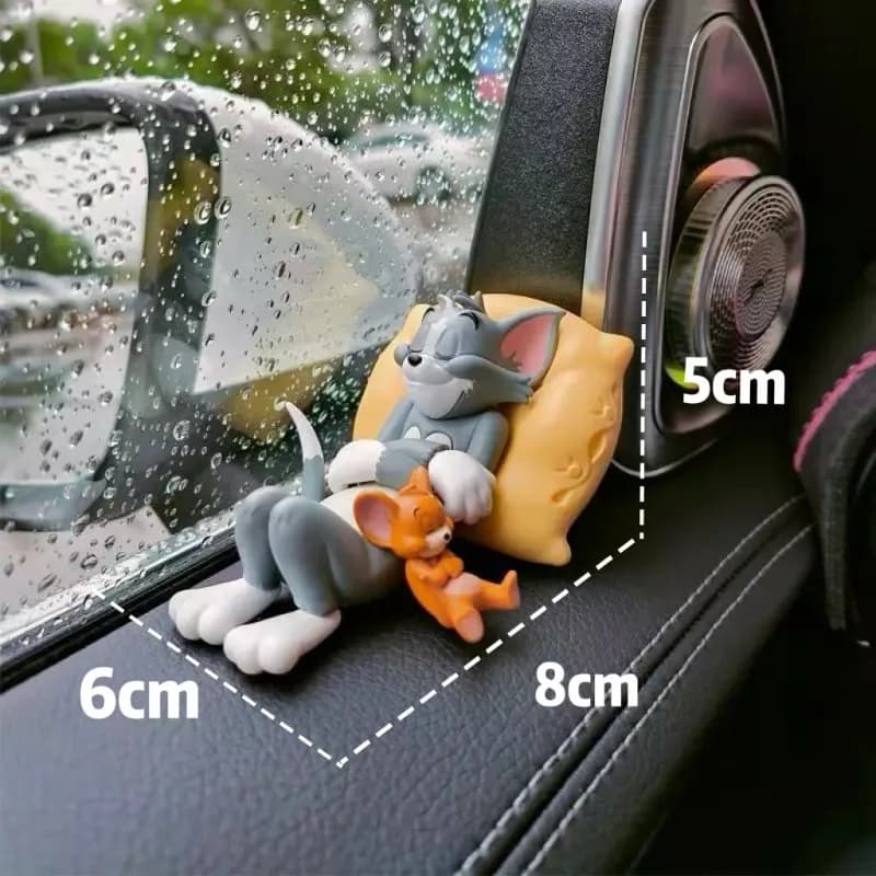 Adorni per Auto di Kawai Tom e Jerry, Decorazioni da Scrivania Mini Carine, Statuette da Collezione, Action Figure Giocattolo, Regali per Bambini