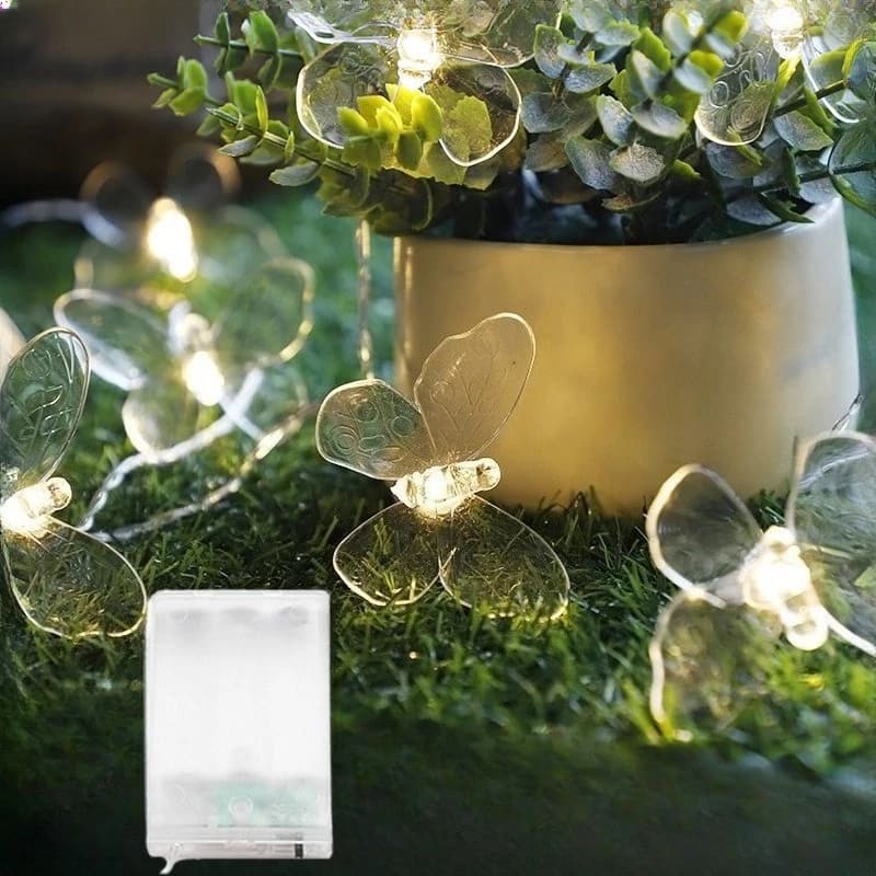 Decorazione natalizia 2025 Luci natalizie decorative a farfalla Ghirlanda a batteria Lucine a LED con farfalla