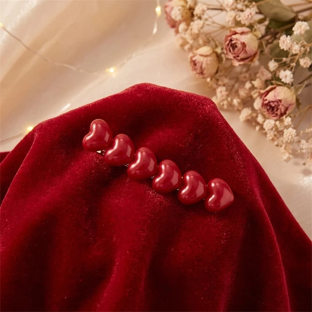 Fermaglio per capelli a forma di cuore con perle, base in lega con perle acriliche per donna