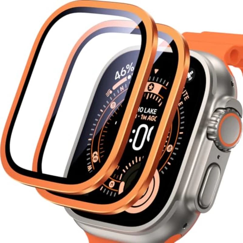 2PCS HD Vetro temperato in metallo per Apple Watch Ultra 2-3 49mm Protezione schermo Anti-graffio Pellicola protettiva completa per IWatch Ultra 49mm